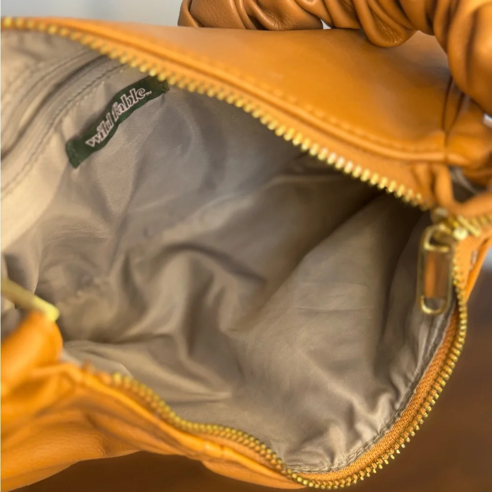 Ruched Tan Shoulder Bag - Picture 5 of 5